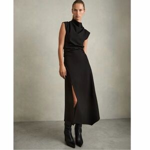 Reiss Harlan Twill Dress with High Slit